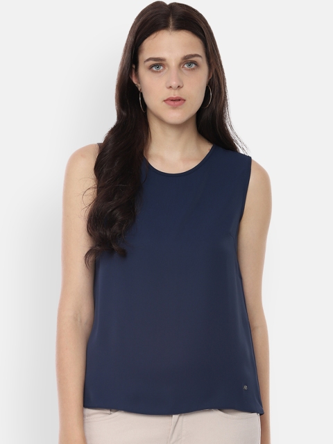 

Allen Solly Woman Navy Blue Solid Top