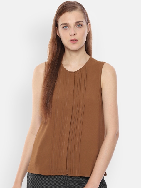 

Van Heusen Woman Women Brown Solid A-Line Top