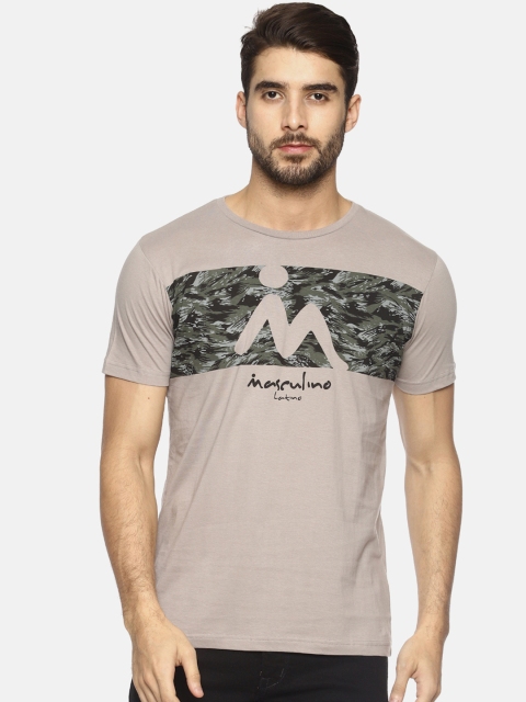 

Masculino Latino Men Grey Printed Round Neck T-shirt