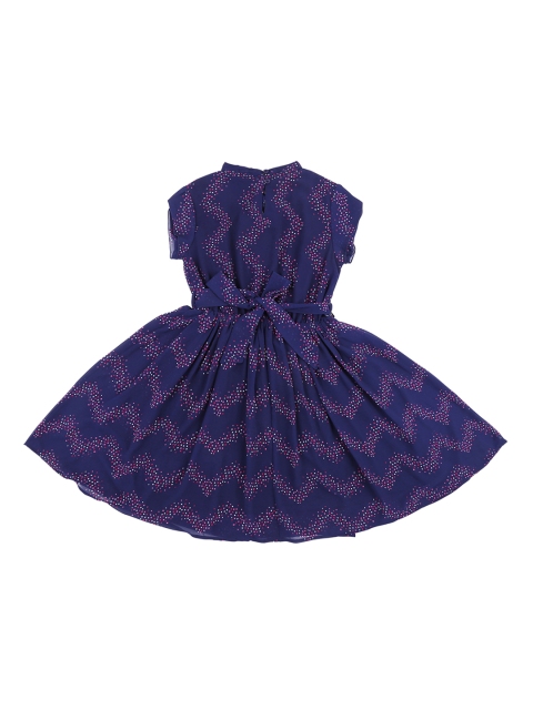 

Pantaloons Junior Girls Printed Navy Blue Fit and Flare Dress