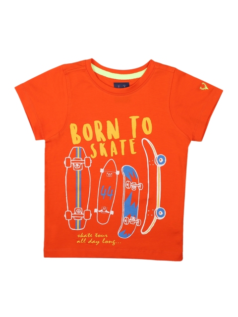 

Allen Solly Junior Boys Orange Printed Round Neck T-shirt