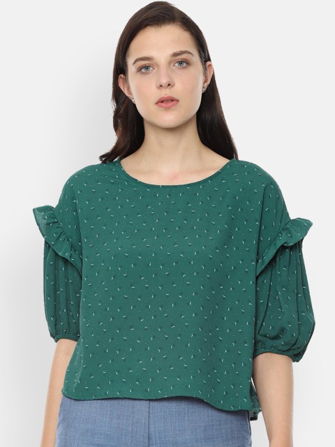 

Van Heusen Woman Women Green Printed A-Line Top