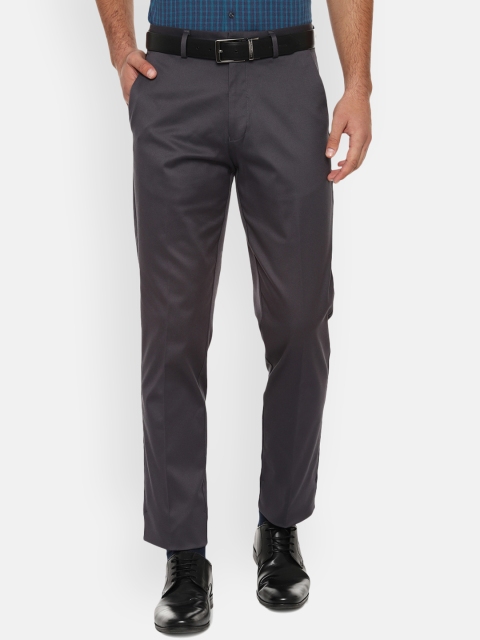 

Louis Philippe Men Charcoal & Grey Regular Fit Solid Formal Trousers