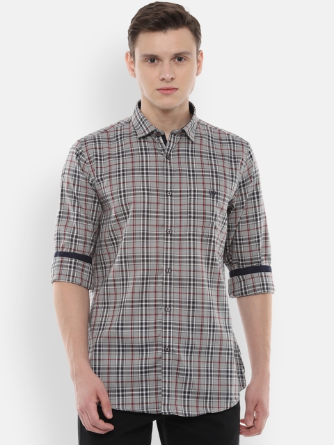 

Van Heusen Sport Men Grey & Maroon Slim Fit Checked Casual Shirt