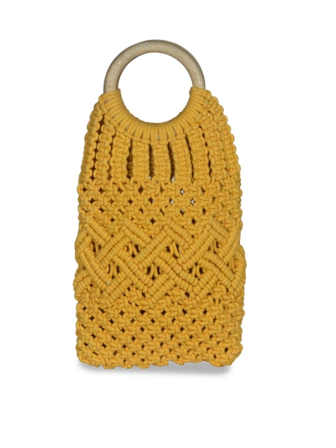 

Diwaah Yellow Self Design Tote Bag
