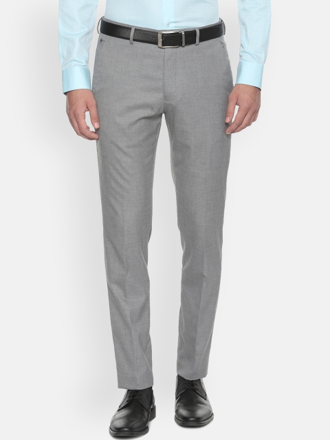 

Louis Philippe Men Grey Slim Fit Self Design Formal Trousers