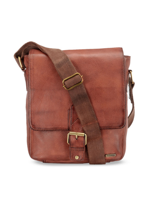 

Teakwood Leathers Unisex Tan Solid Leather Messenger Bag
