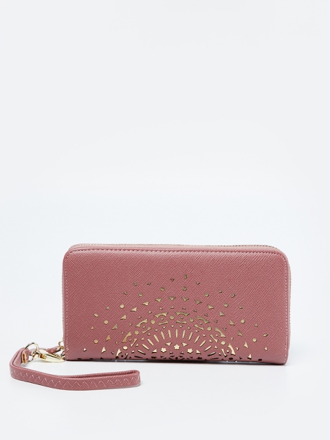 

Ginger by Lifestyle Women Fuchsia Pink Solid Zip Around Wallet