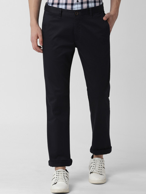 

Peter England Casuals Men Navy Blue Slim Fit Solid Regular Trousers