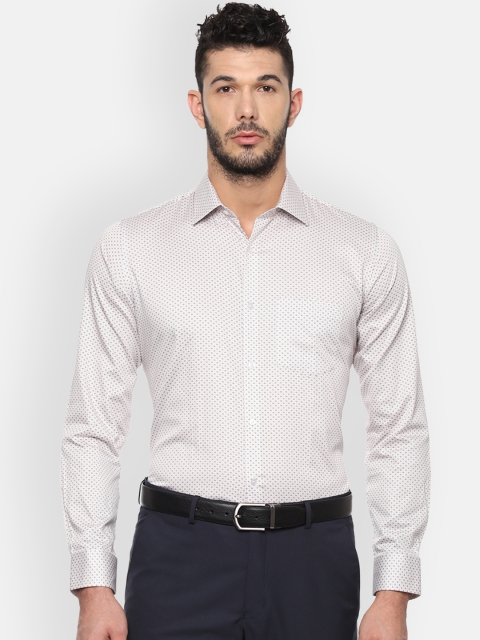 

Van Heusen Men Off-White & Brown Slim Fit Printed Formal Shirt