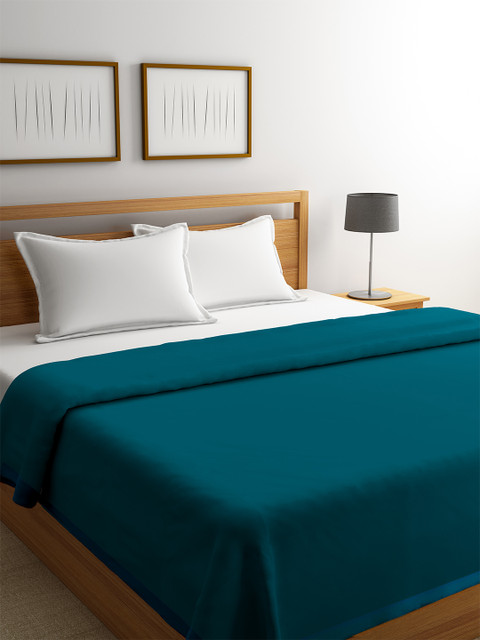 

STELLAR HOME Teal Green Solid AC Room 270 GSM Double Bed Blanket