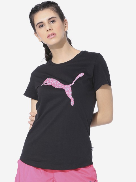 

Puma Women Black Printed Round Neck T-shirt