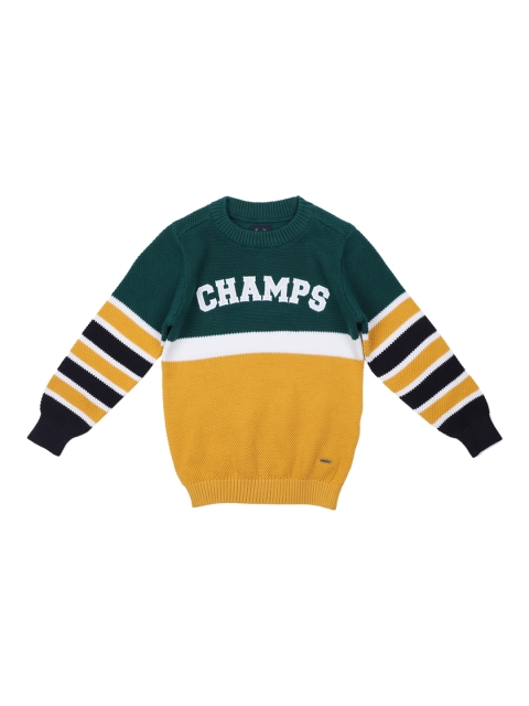 

Allen Solly Junior Boys Yellow & Green Colourblocked Sweater