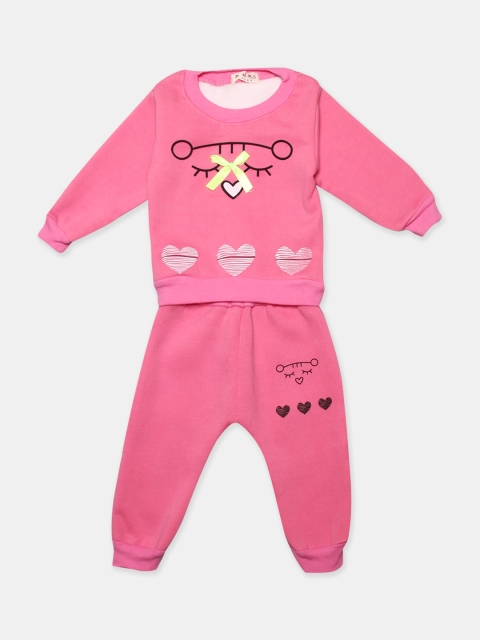 PASSION PETALS Girls Pink Printed Night suit