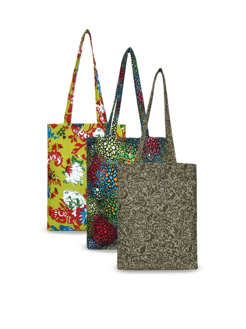 Anekaant Women Multicoloured Set Of 3 Printed Tote Bag, Multi