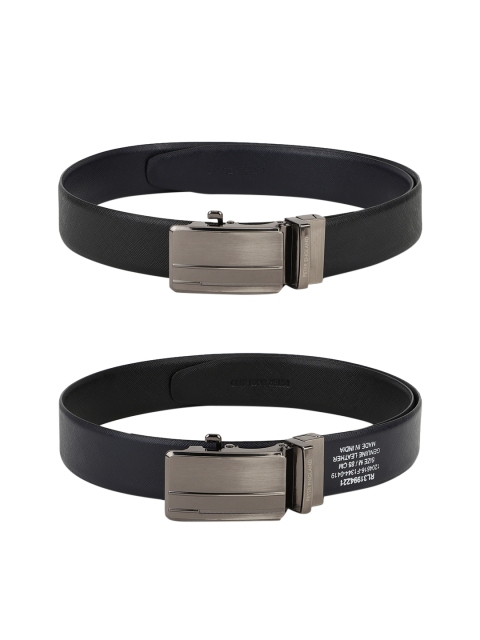 

Peter England Men Black Textured Reversible Belt