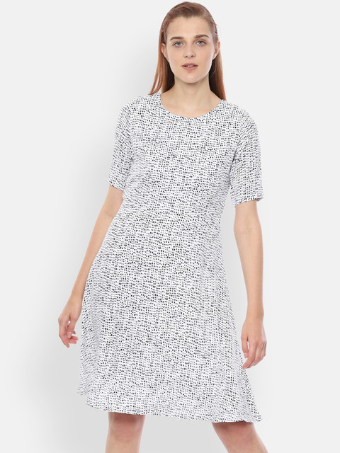 

Allen Solly Woman Printed White A-Line Dress