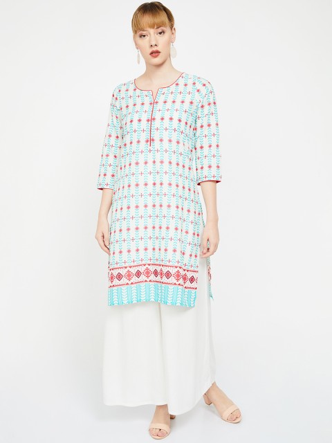 

Melange by Lifestyle Women Beige Printed Straight Kurta
