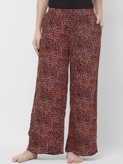 

Mystere Paris Women Red & Black Animal Printed Lounge Pants G390A