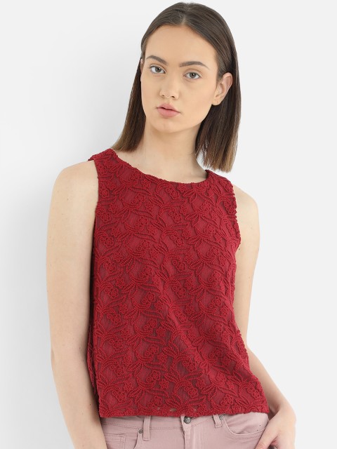 

COVER STORY Women Red Self Design Top