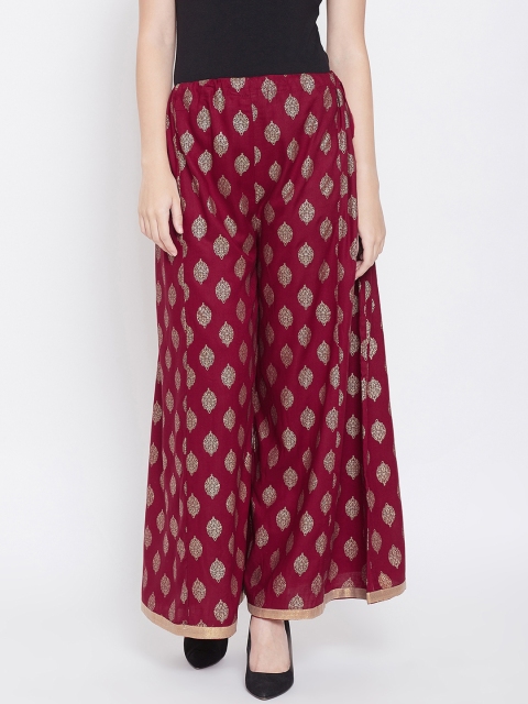 

Castle Women Maroon Printed Flared Palazzos