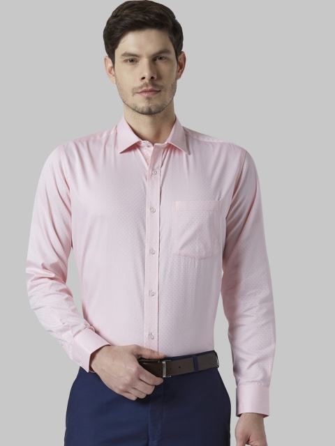 Park Avenue Men Pink Regular Fit Self Design Formal Shirt