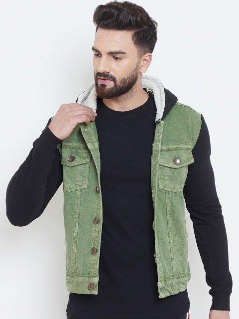 

FUGAZEE Men Green Solid Jacket