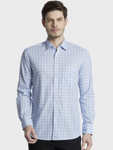 

ColorPlus Men Blue Tailored Fit Checked Casual Shirt