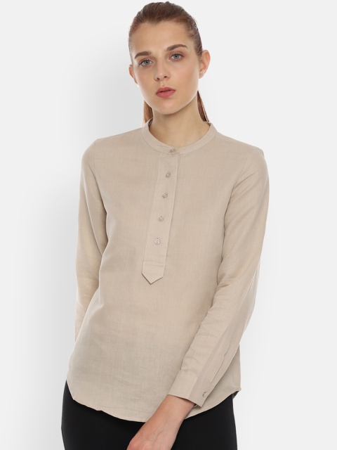 Van Heusen Woman Women Beige Solid Shirt Style Top