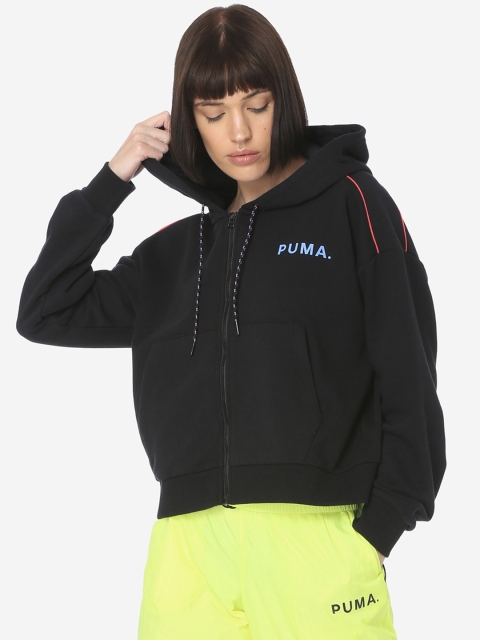 

Puma Women Black Printed Chase Cropped FZ Sporty Jacket