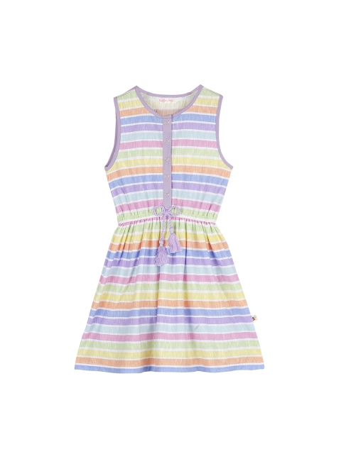 

Budding Bees Girls Multicoloured Candy Striped Blouson Dress, Multi