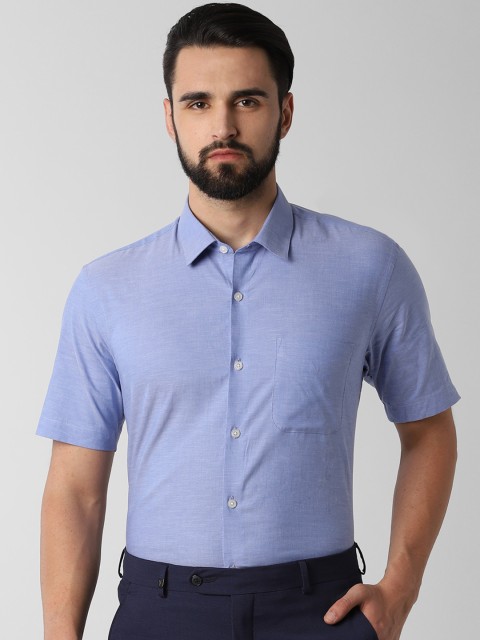

Peter England Men Blue Slim Fit Self Design Formal Shirt