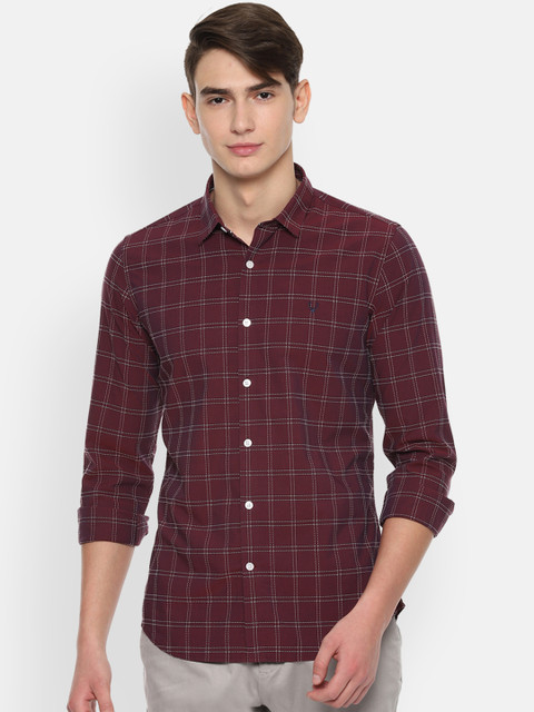 

Allen Solly Sport Men Maroon & White Slim Fit Checked Casual Shirt