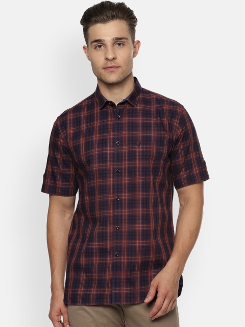 

Allen Solly Men Navy Blue Slim Fit Checked Casual Shirt