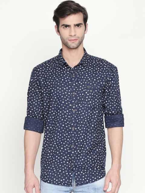 

Mufti Men Navy Blue Slim Fit Printed Casual Shirt
