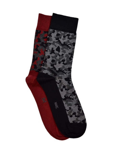 

VINENZIA Men Pack of 2 Camouflage Calf Length Socks, Black