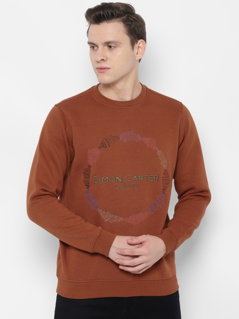 

SIMON CARTER LONDON Men Brown Self Design Sweatshirt