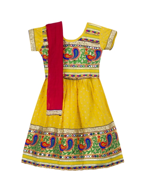 

KID1 Girls Yellow & Green Embroidered Ready to Wear Chaniya Choli
