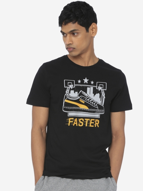 

Puma Men Black Printed Round Neck T-shirt