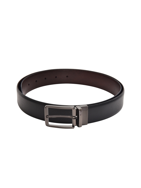 Second SKIN Men Black & Brown Textured Reversible Genuine Leather Belt