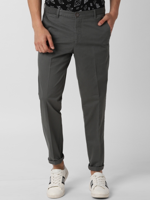 

Peter England Casuals Men Grey Tapered Fit Solid Regular Trousers
