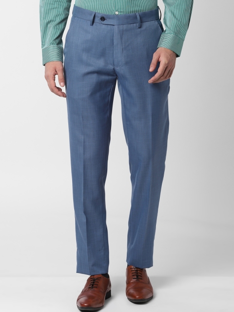 

Peter England Men Blue Slim Fit Self Design Formal Trousers