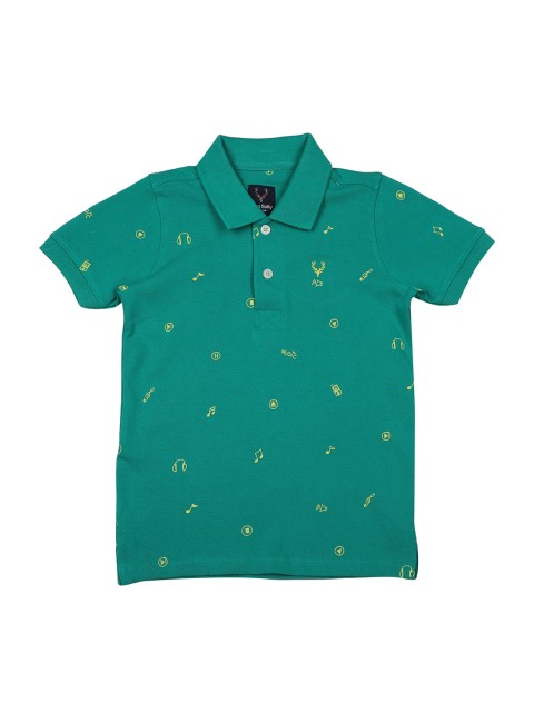 

Allen Solly Junior Boys Green Printed Polo Collar T-shirt