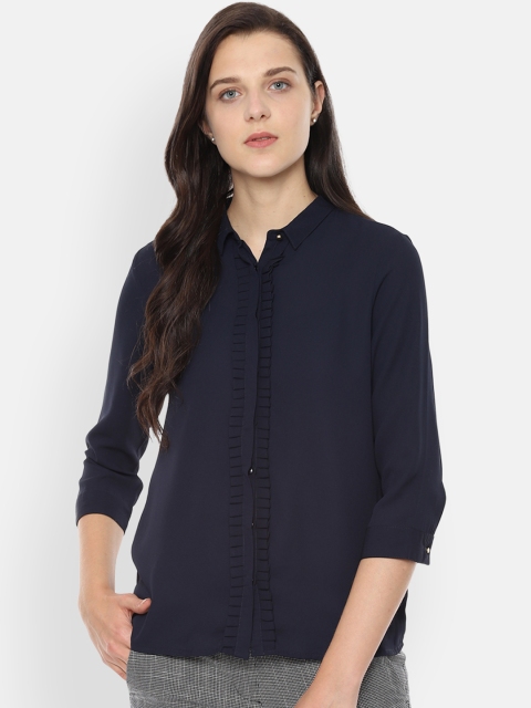 

Van Heusen Woman Navy Blue Regular Fit Solid Casual Shirt