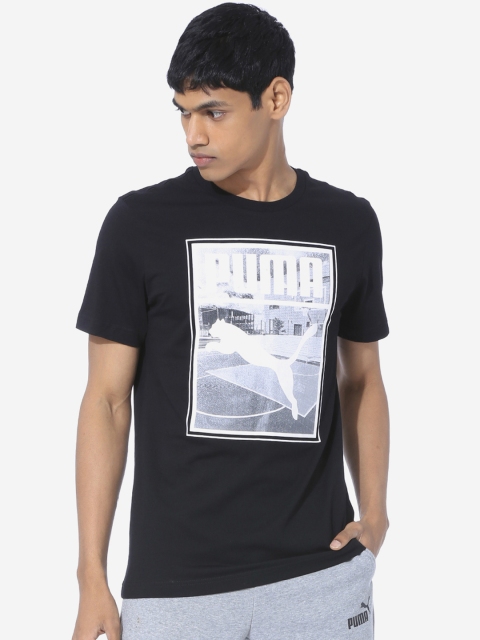 

Puma Men Black Printed Round Neck T-shirt