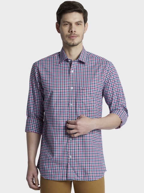 

ColorPlus Men Blue & Pink Regular Fit Checked Casual Shirt