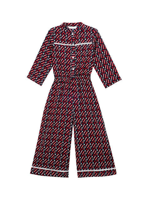 

Budding Bees Girls Red & Black Printed Basic Jumpsuit