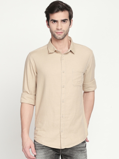 

Mufti Men Beige Slim Fit Printed Casual Shirt