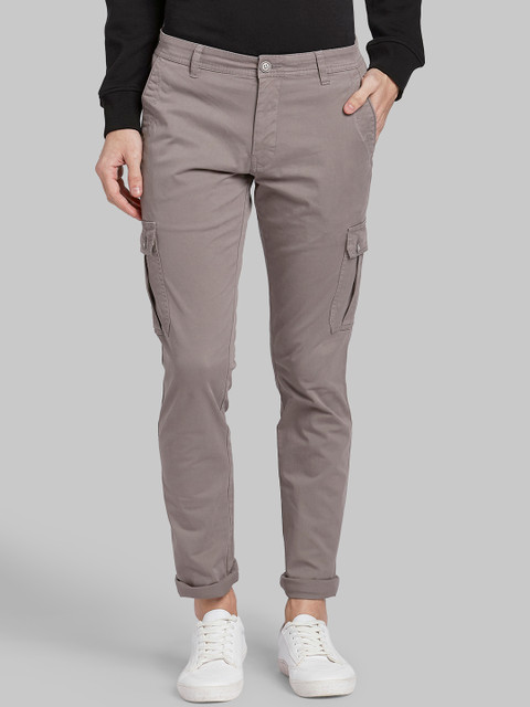 

Parx Men Grey Tapered Fit Solid Cargos