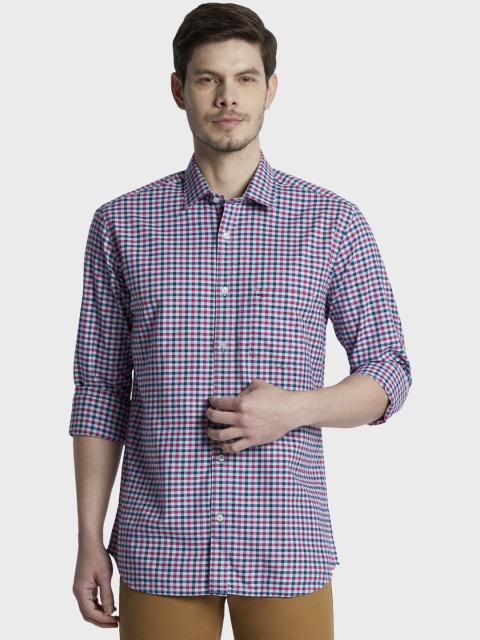 

ColorPlus Men Blue & Pink Regular Fit Checked Casual Shirt